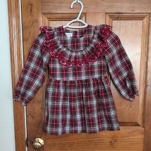 Bonnie Jean Red Plaid Ruffle Girls Top Sz 6x